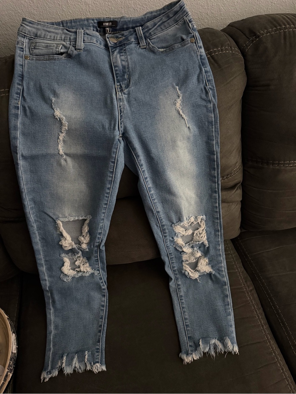 8th of LA - Light Blue Distressed Women’s Capri